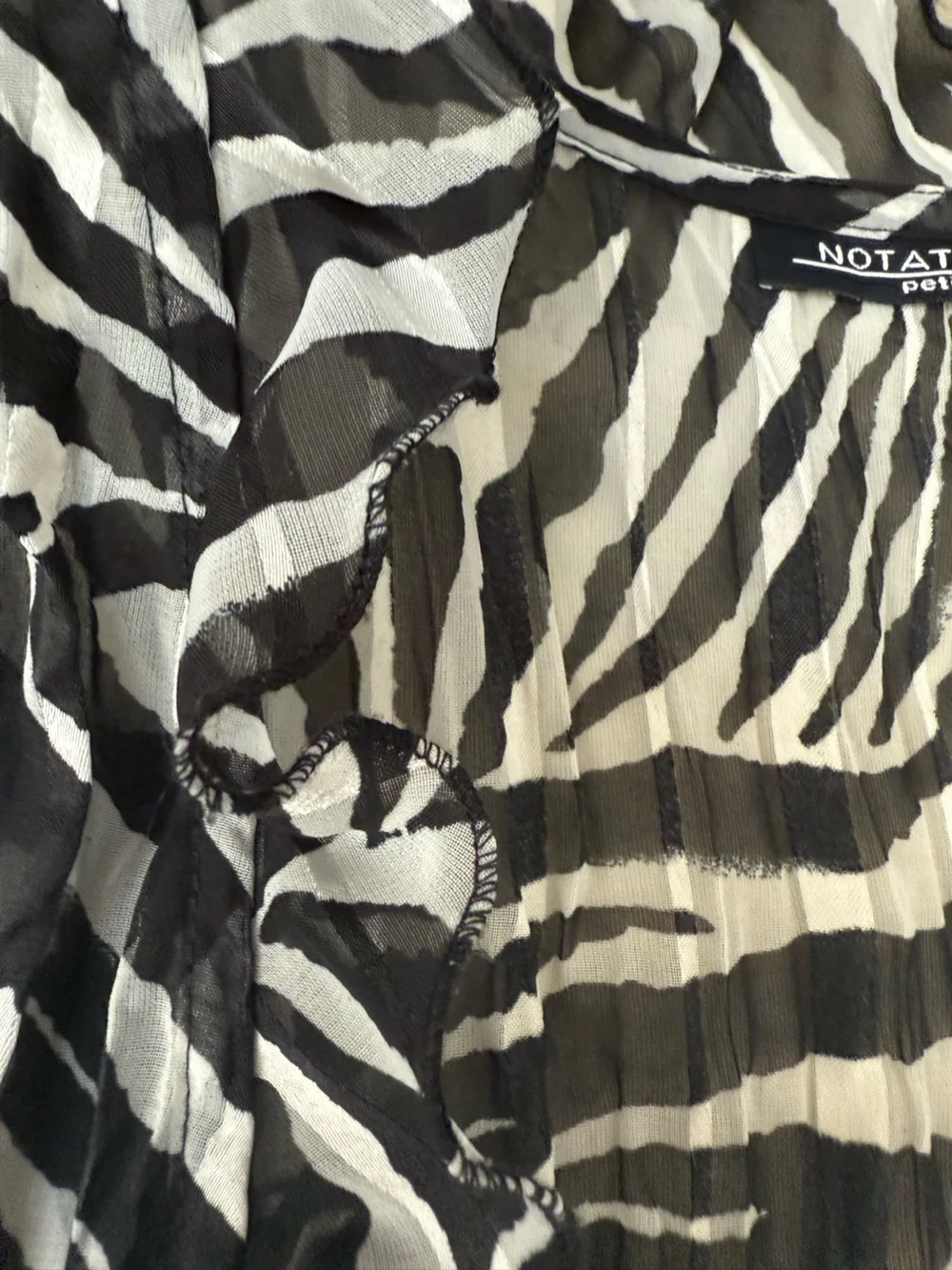 Y2K vintage Sheer Zebra Print Tie-Front Cardigan - Black & White